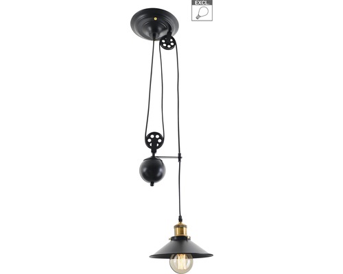 Enkelvoudige hanglamp met contragewicht, Ø 22 cm, zwart