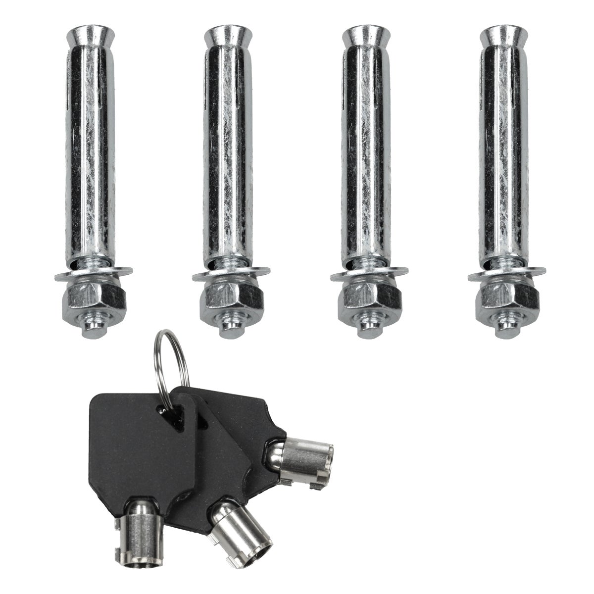 ECD Germany 4x Opvouwbare parkeerbarrière, Vierkant, 70 cm, Stalen parkeerpaal met rode waarschuwingsstrepen, Slot en 3 sleutels, Paal, Parkeerbarrière, Parkeerpaal, Paal, Voet