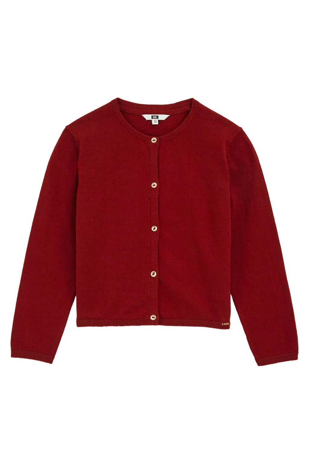 WE Fashion vest fijn gebreid donkerrood