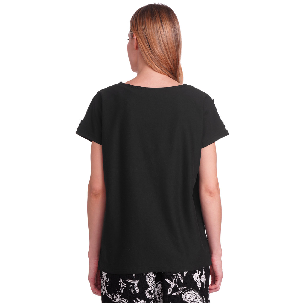 Gina Benotti Damen T-Shirt mit floralem Muster schwarz