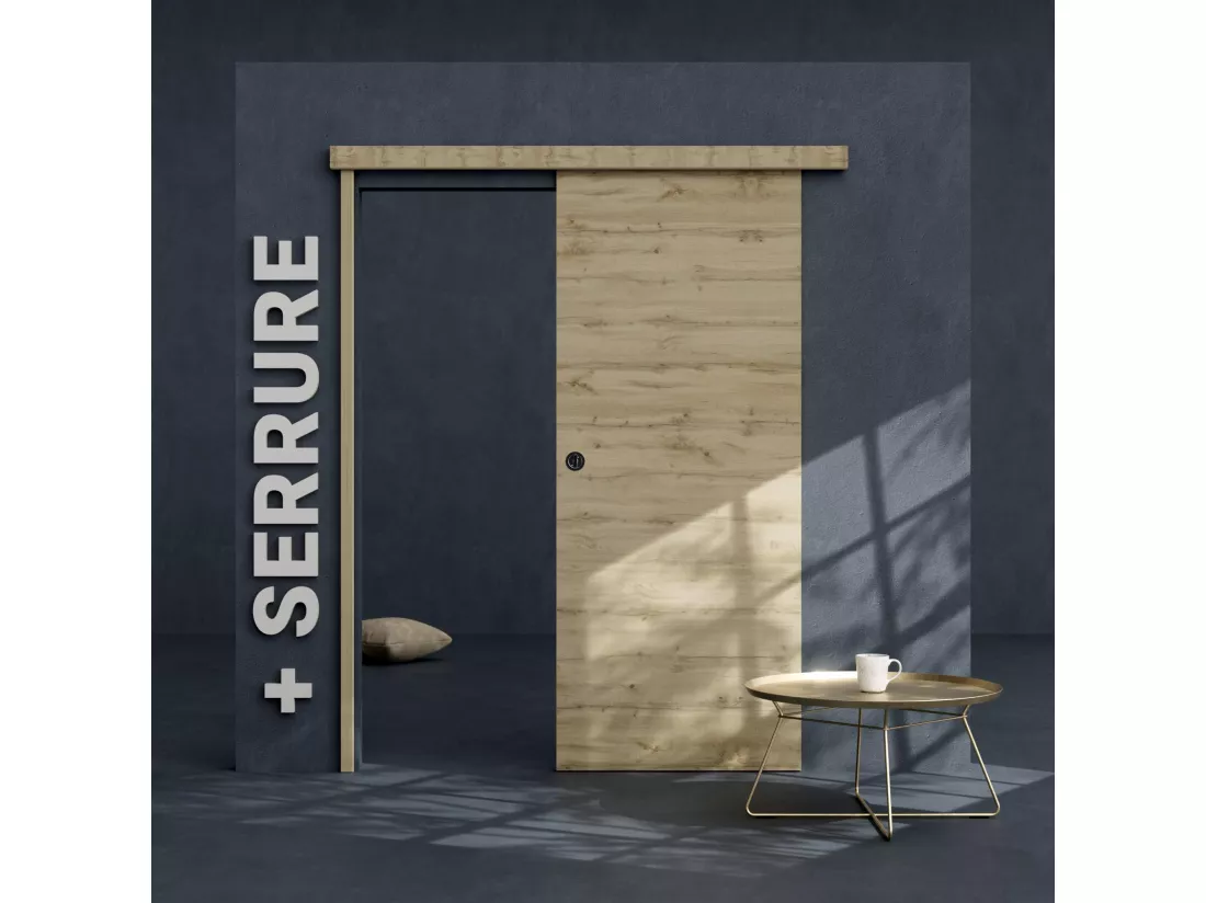 Porte Coulissante avec Rail + Serrure - Tokyo 83 cm