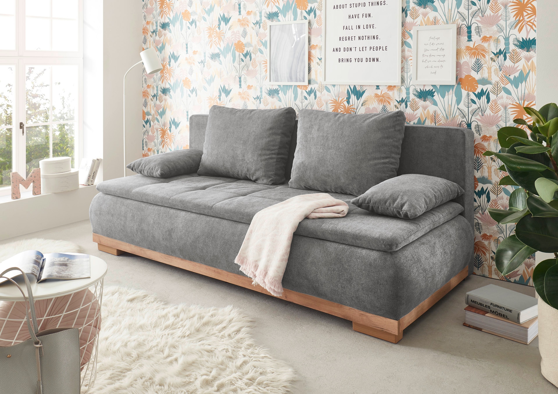 ED EXCITING DESIGN Schlafsofa »Mila« mit Bettkasten & 2 Armlehnenkissen