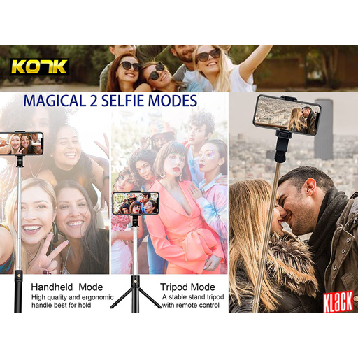 Bastão de selfie Bluetooth extensível Klack com controle remoto