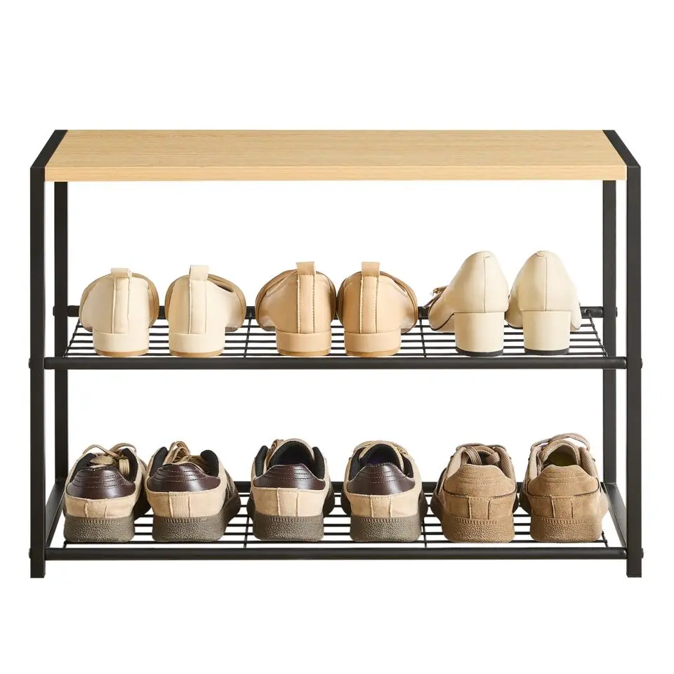 Schoenenrek - met zitbank - 63x43x30 - lichte eik