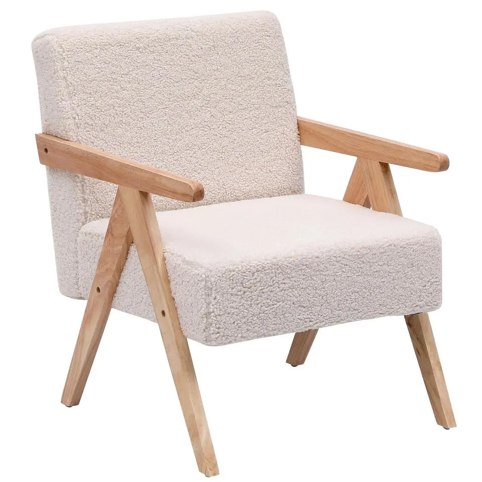 Fauteuil van massief hout en witte lussen