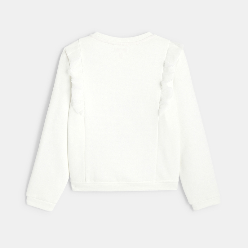 Sweat molleton volants en tulle blanc fille Lili Gaufrette