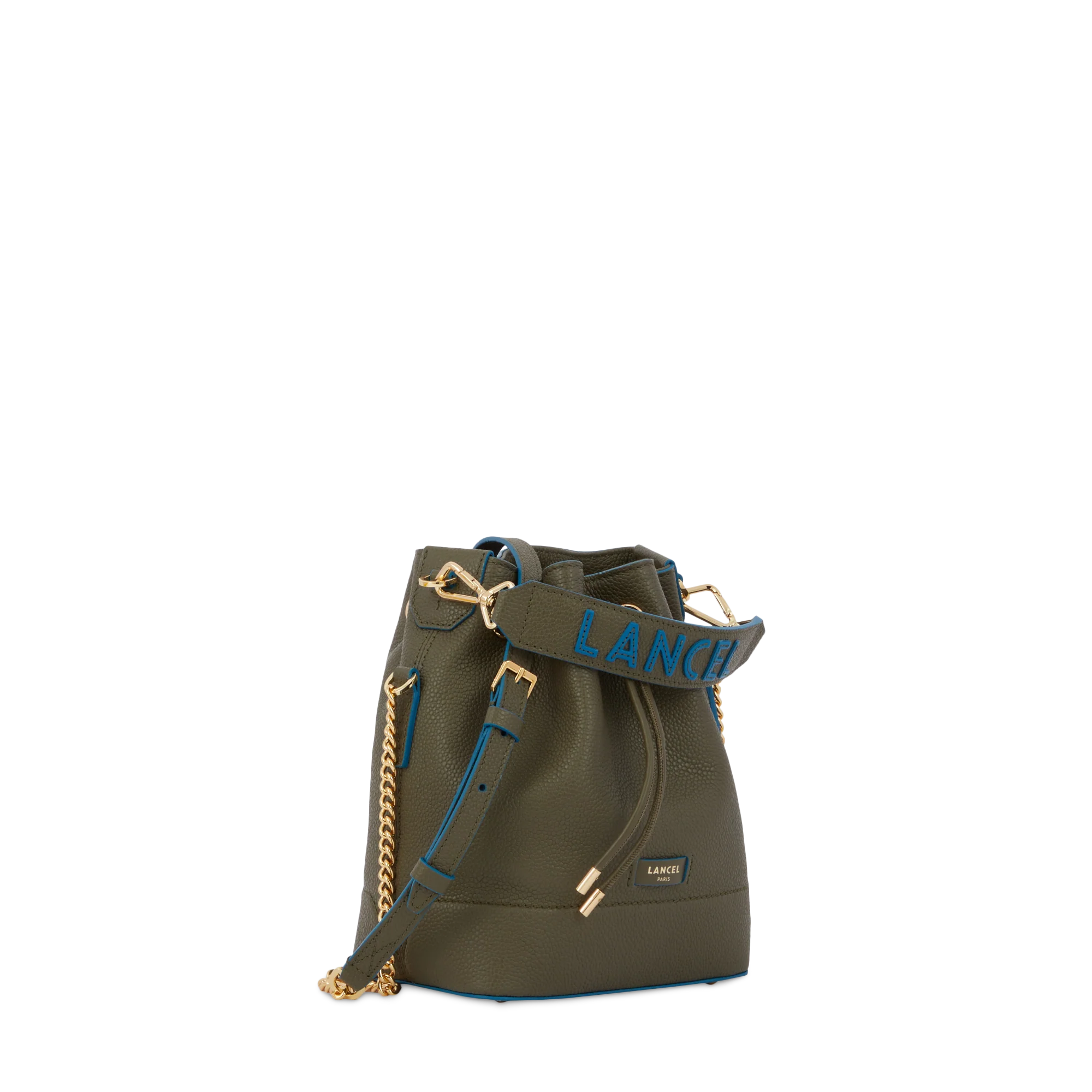 Mini sac seau Ninon de Lancel-Kaki fonce/Cobalt