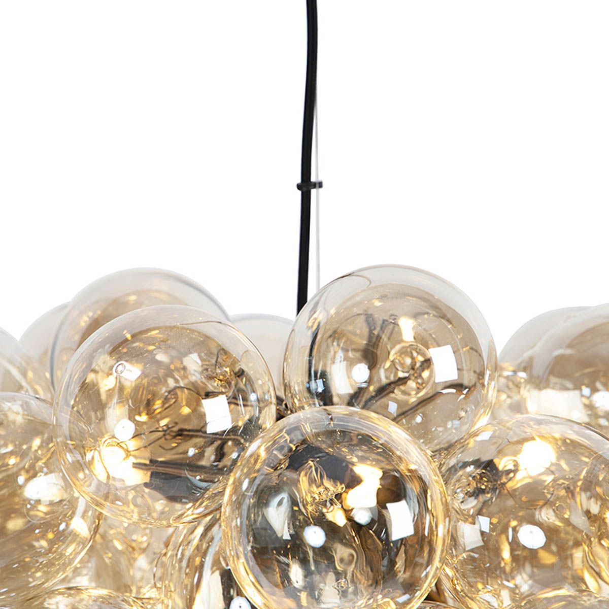 Art Deco hanglamp zwart met Amber glas 8-lichts - Uvas