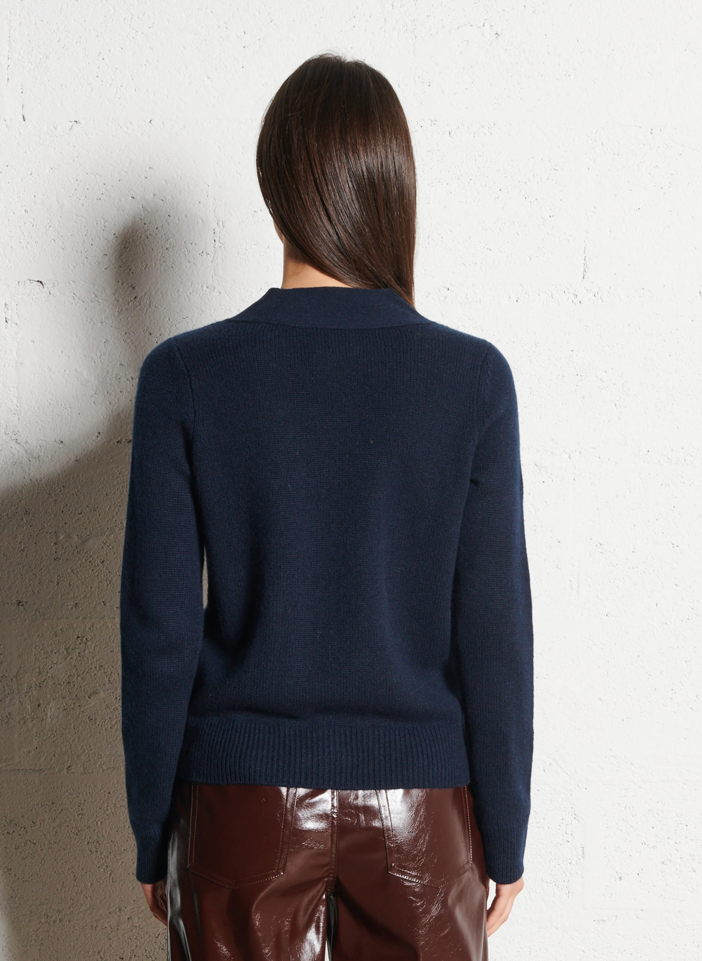 SARAH - Gilet droit col V en cachemire | Bleu
