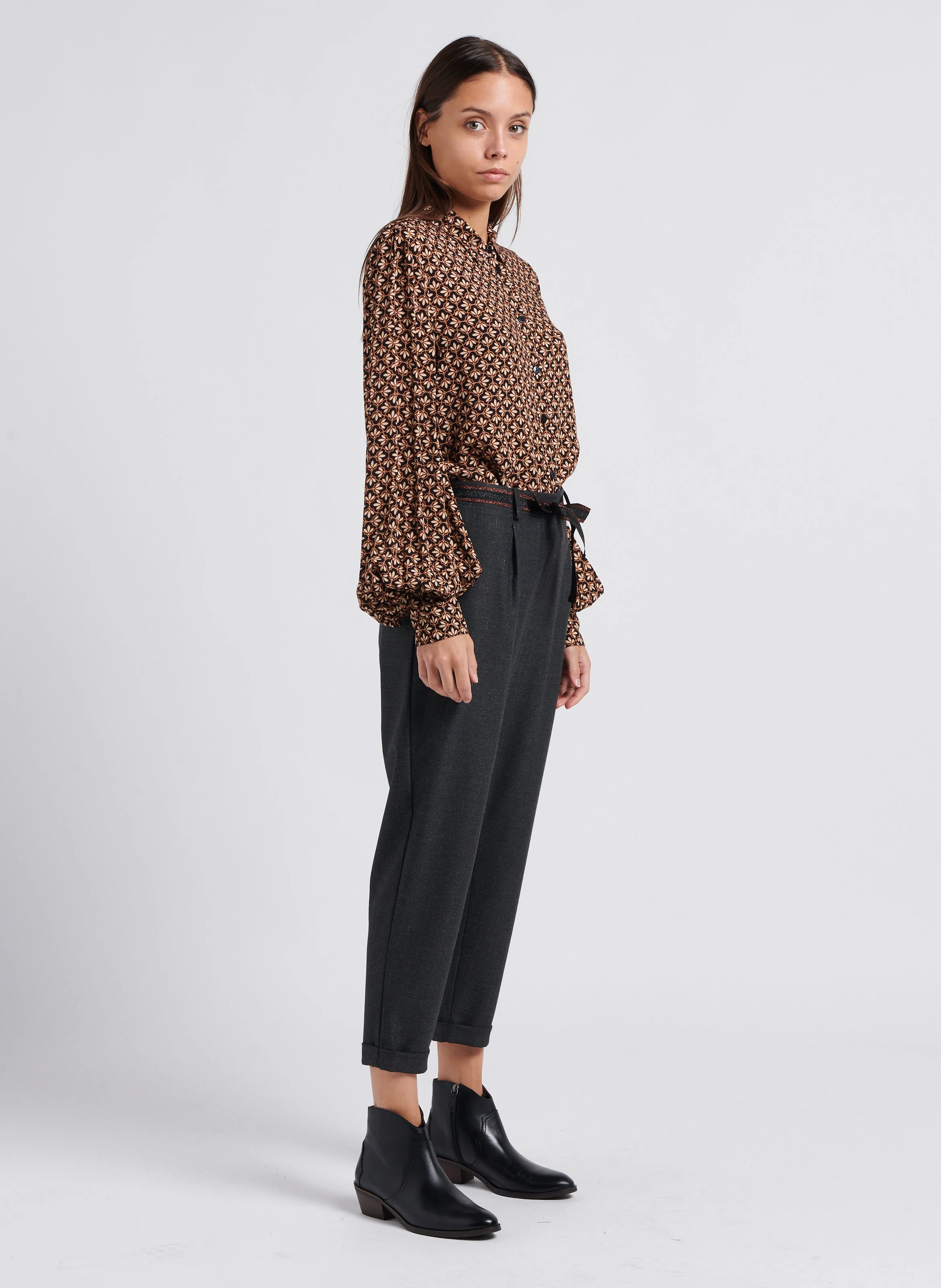 Chemise col classique imprimée | Noir
