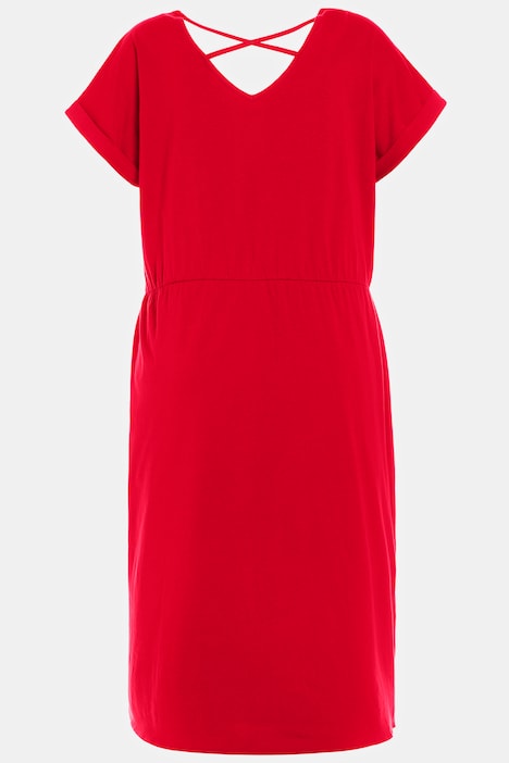 Kleid, Ringel, Rundhals, Halbarm