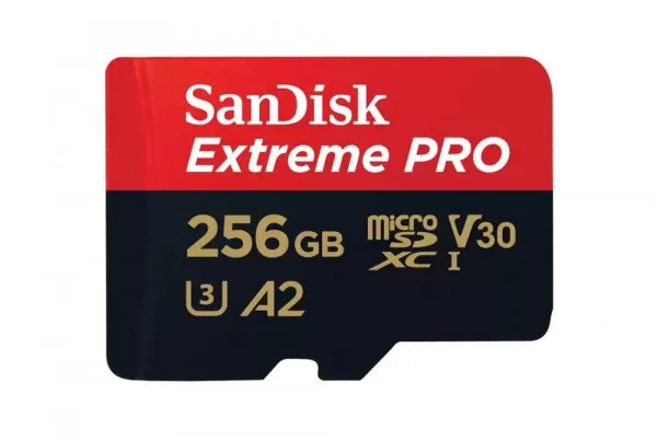 SanDisk Extreme Pro - Flashhukommelseskort (microSDXC til SD adapter inkluderet) - 256 GB - A2 / Video Class V30 / UHS-I U3 / Class10 - microSDXC UHS-I
