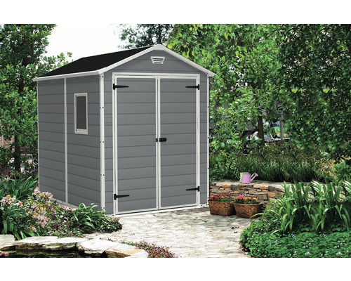 Keter Manor 6x8 kunststof speelhuis inclusief vloer, 185,8 x 236,8 cm, grijs