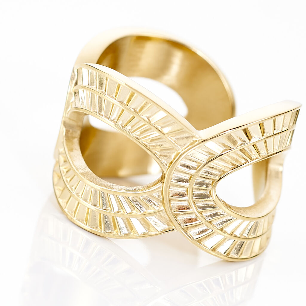Bague Ajustable Agostino Acier Doré
