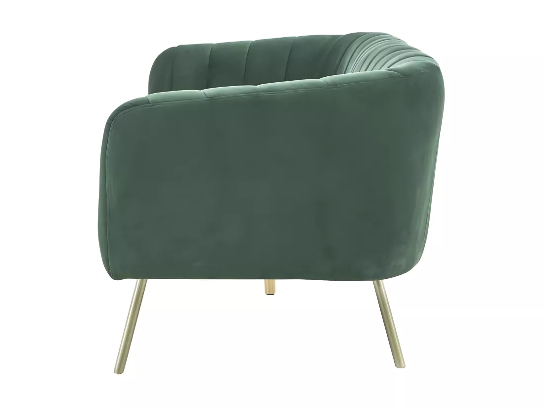 Canapé rétro - 3 places - Velours bleu vert - Style chic - L 207 x P 87 x H 77 cm - MATHIS - Structure bois massif