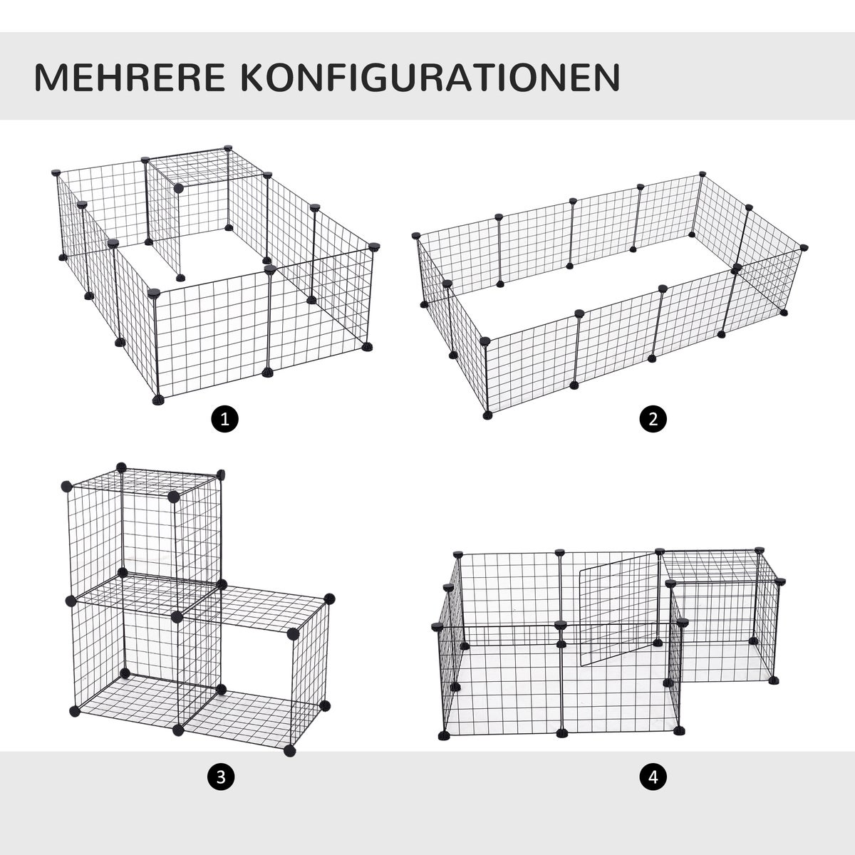 PawHut gaasomheining, buitenren, 106 x 73 x 36 cm, metaal, zwart