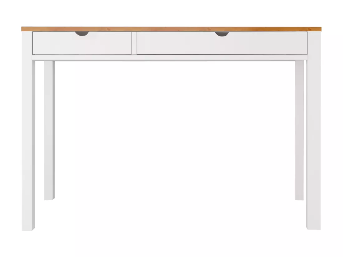 Gava | Bureau 2 tiroirs en pin blanc et nature