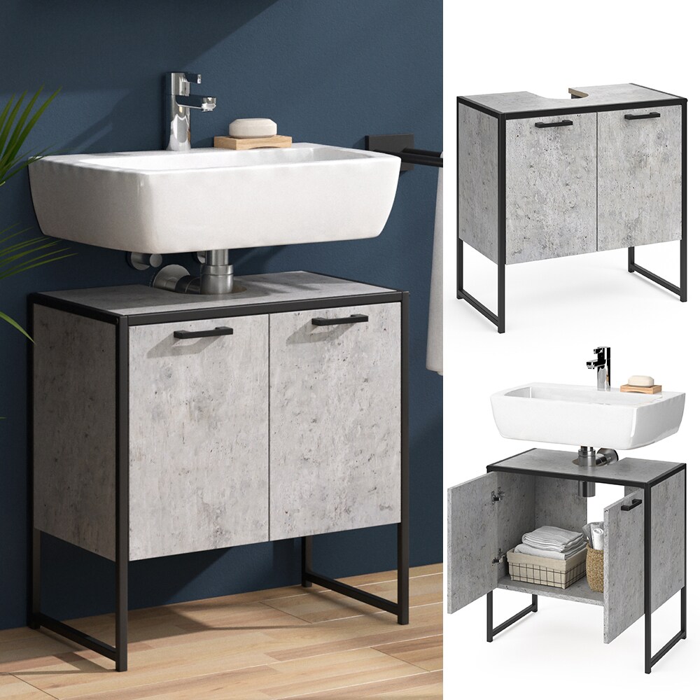 Vicco Wachtischunterschrank Beton Fyrk Badschrank Waschbeckenunterschrank Unterschrank