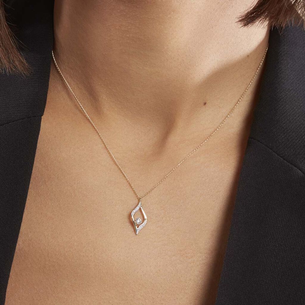 Collier Eye Or Jaune Oxyde De Zirconium