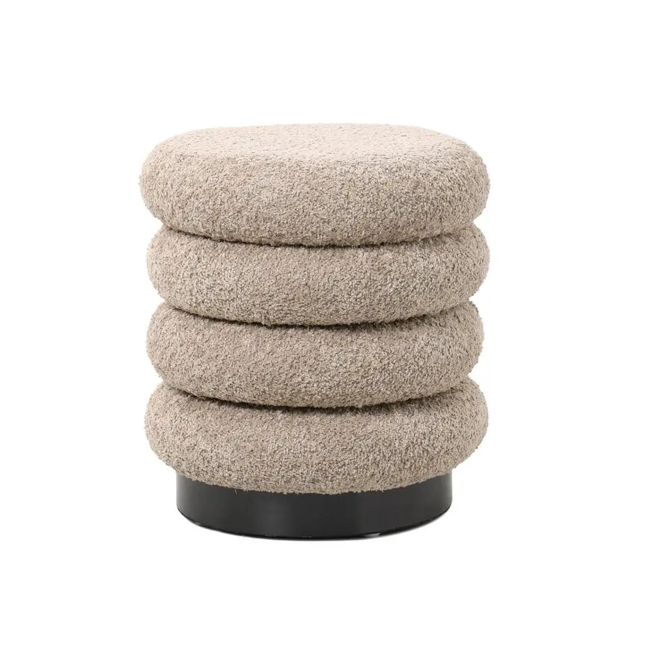 Poef Bouclé - Taupe - Poef Matthijs
