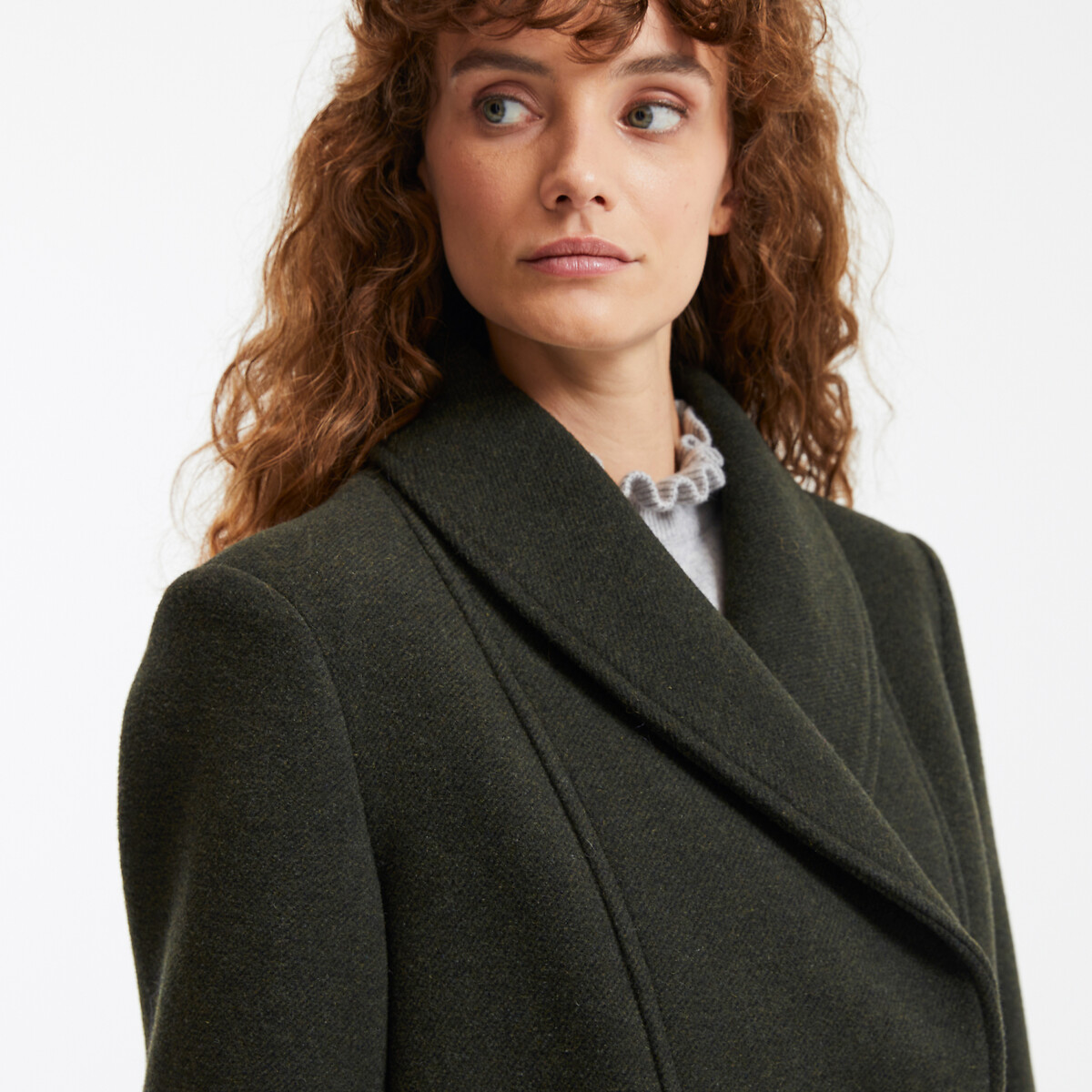 COLEÇÕES LA REDOUTE<br>Casaco midi estilo cabana com fecho de botão, perfeito para o inverno