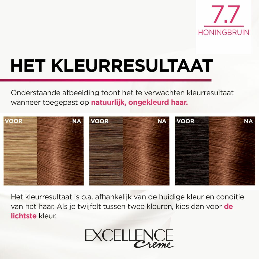 L'Oréal Excellence Crème Permanente Crèmekleuring 7.7 Honingbruin