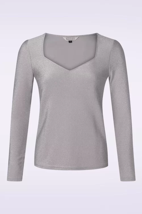 Banned Retro Disco top in grijs