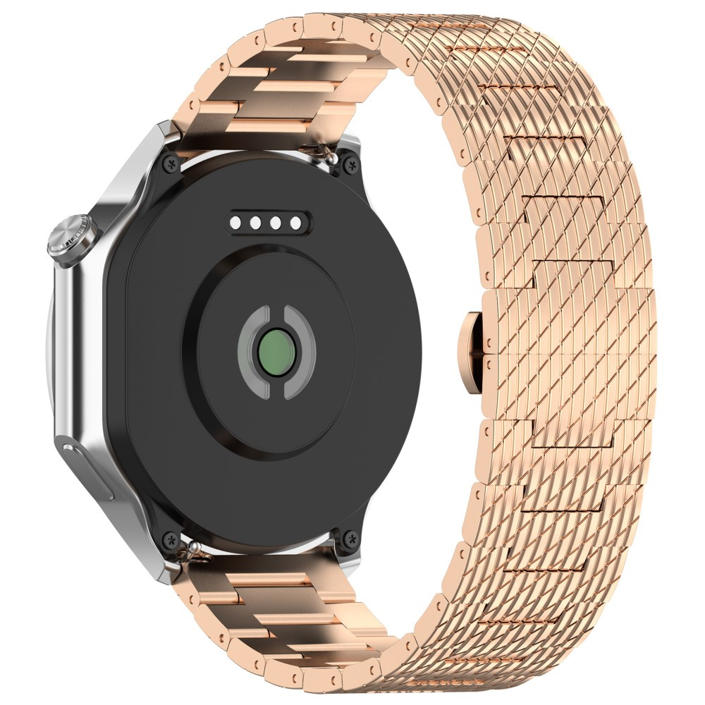Samsung Galaxy Watch 3 (45mm) Edelstahl Armband mit Streifen und Butterfly-Verschluss (Gelenkumfang: 210 mm) - Roségold