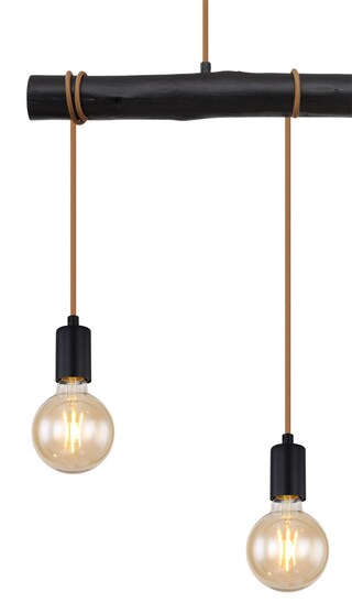 Pendellampe schwarz 15539-3HB, B/H/T: 60 x 120 x 5 cm, Metall, Holz
