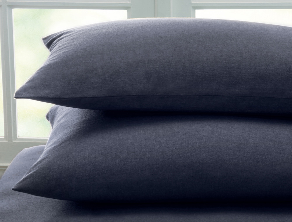 Pack de 2 taies d'oreiller-Flanelle tissé-teint