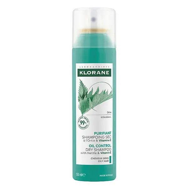 Shampoo a seco de urtiga Klorane para cabelos oleosos e seborreguladores, 150ml