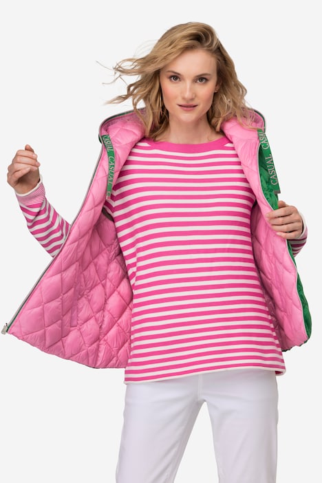 Wende-Steppweste, wasserabweisend, Kapuze, Zipper