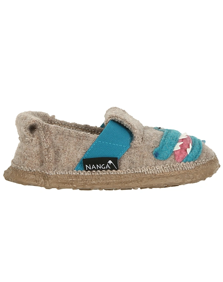 Schlupf-Hausschuhe FUNNY CROCO in beige/türkis