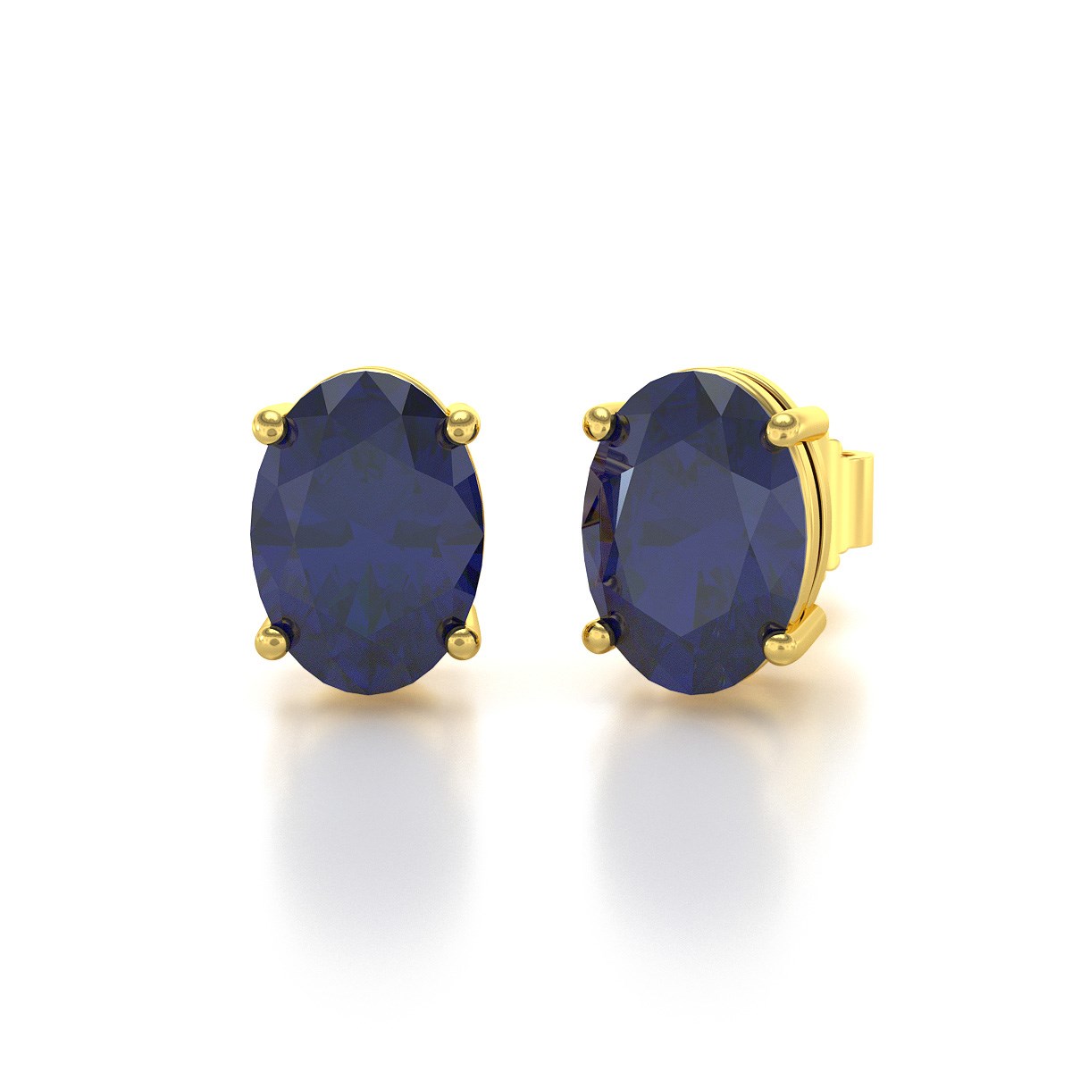 Boucles d'oreilles ADEN Or 585 Jaune et Saphir forme Ovale 1.6grs