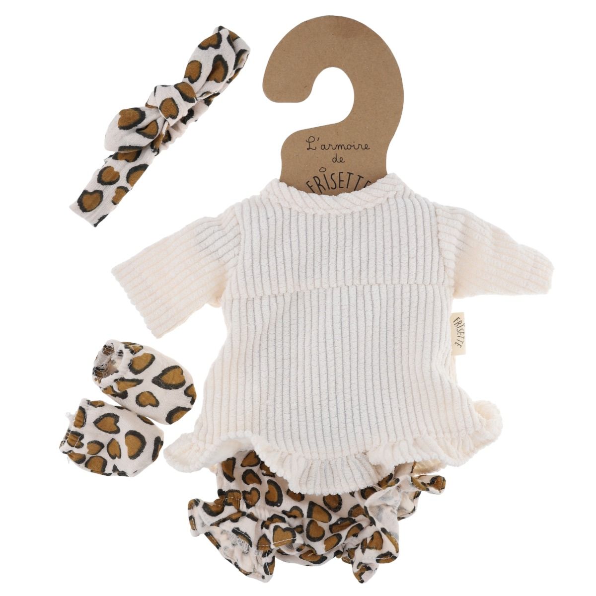 Tenue poupée Pia - robe en velours écrue - Chaton Frisette