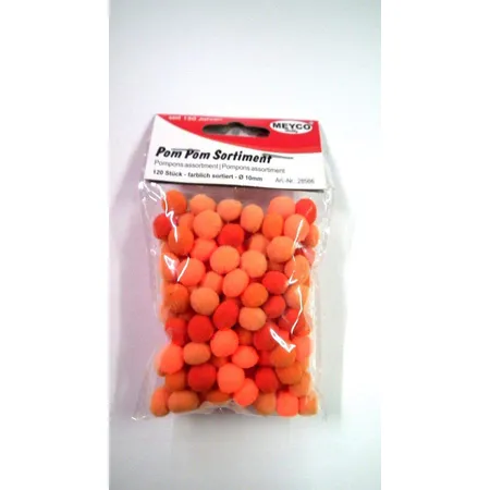 Meyco Pompoms 120 Stück 10mm rot orangehautfarben
