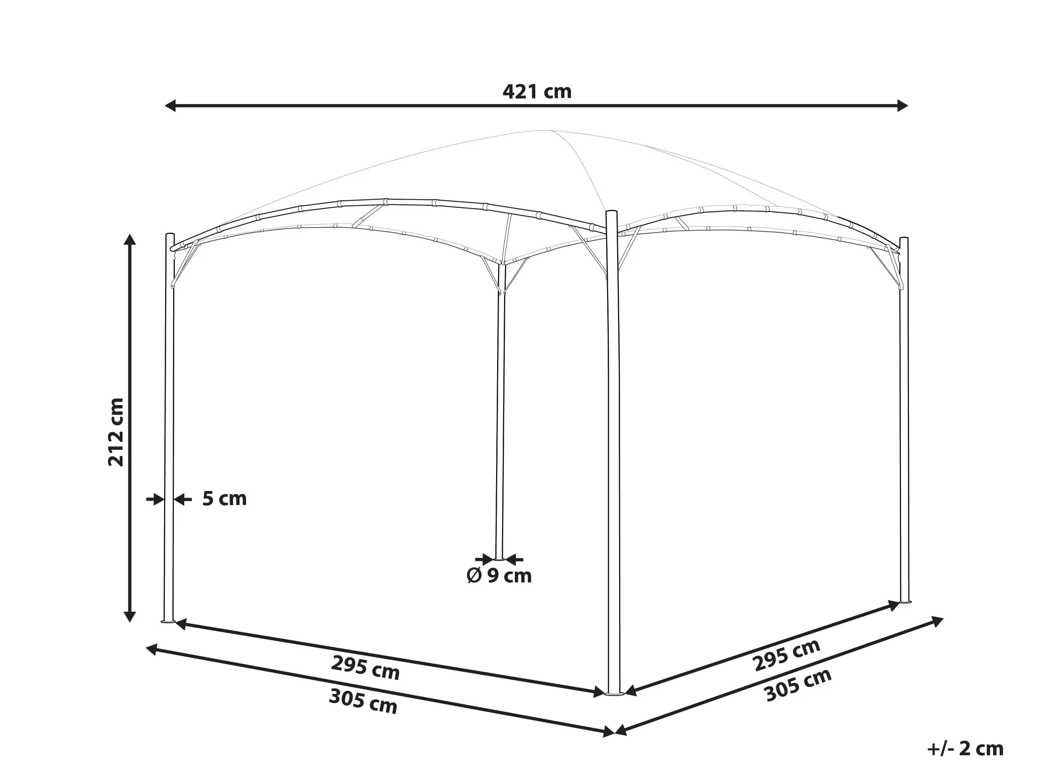 Paviljoen VOMERO Metaal 305 cm 305 cm Grijs