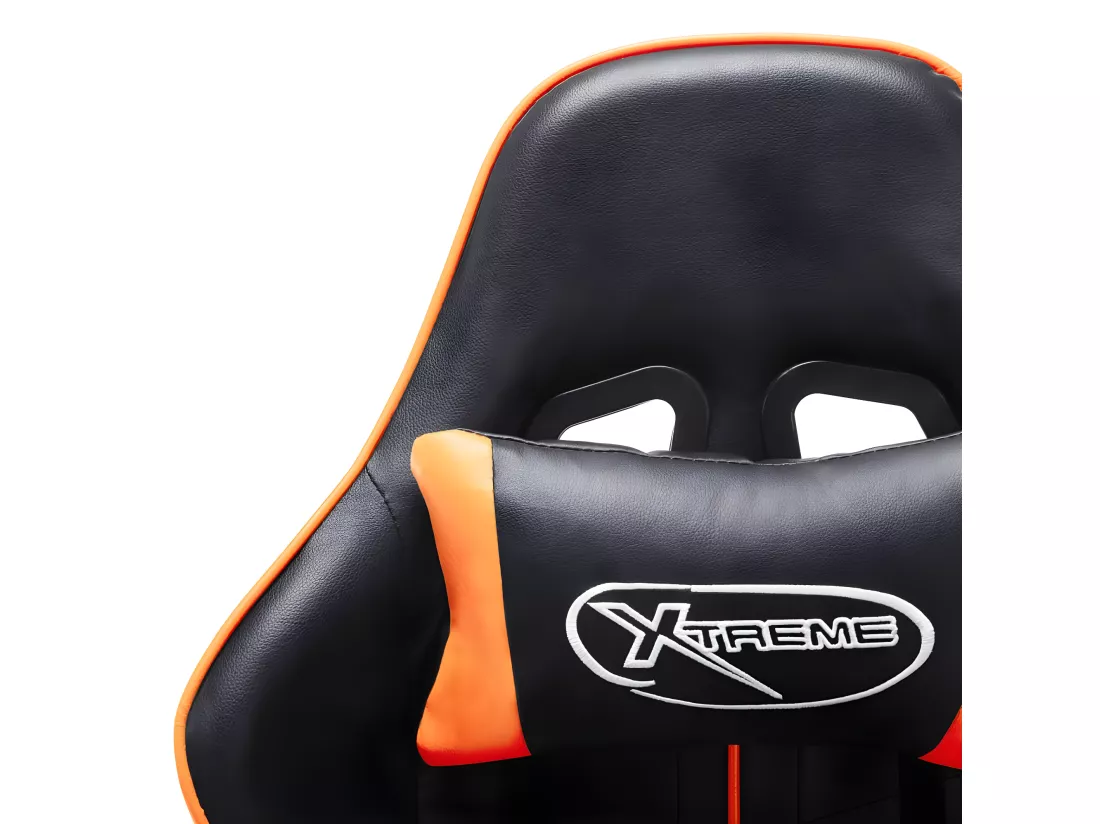 Chaise de jeu avec repose-pied Noir et orange Cuir artificiel