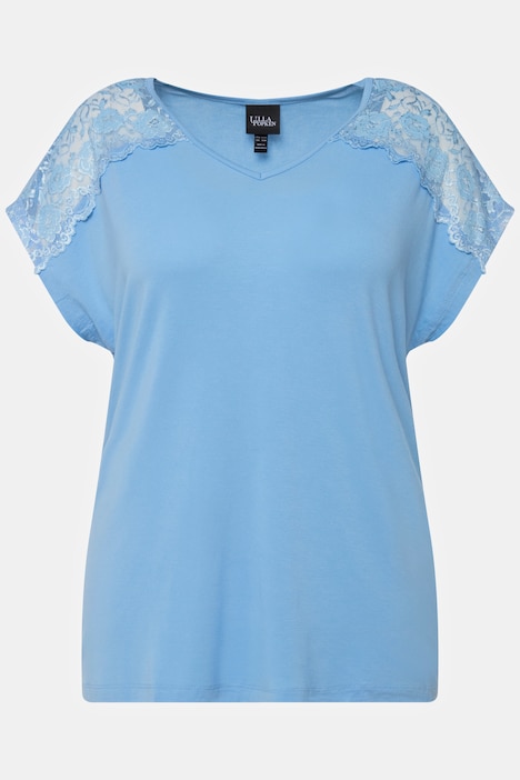 Pyjama, Spitze, V-Ausschnitt, Halbarm
