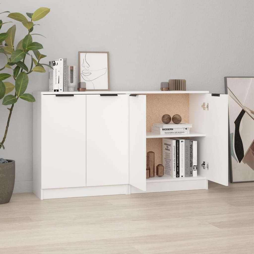 vidaXL 2X Sideboard mit Türen Kommode Anrichte Schrank Beistellschrank Mehrzweckschrank Standschrank Weiß 60x30x70cm Holzwerkstoff