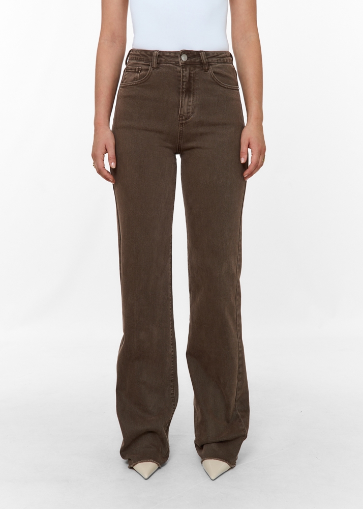 Straight leg stretch jeans choco bruin