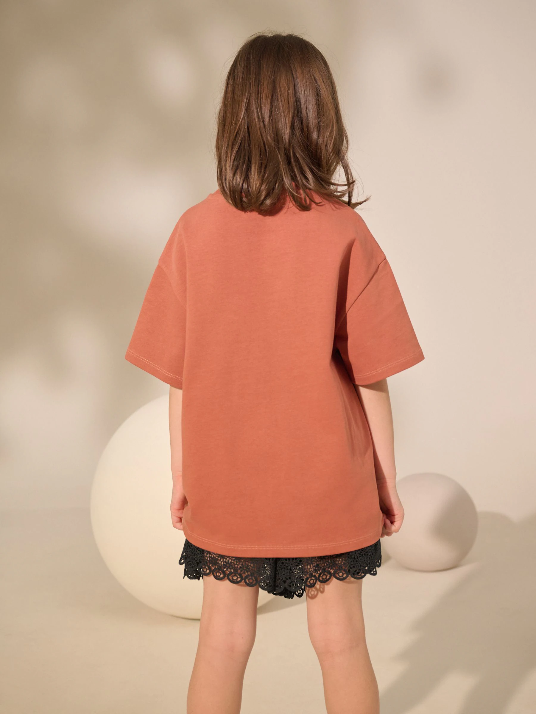 Roestbruin - Oversized zwaargewicht 100% katoenen T-shirt (3-16jaar)