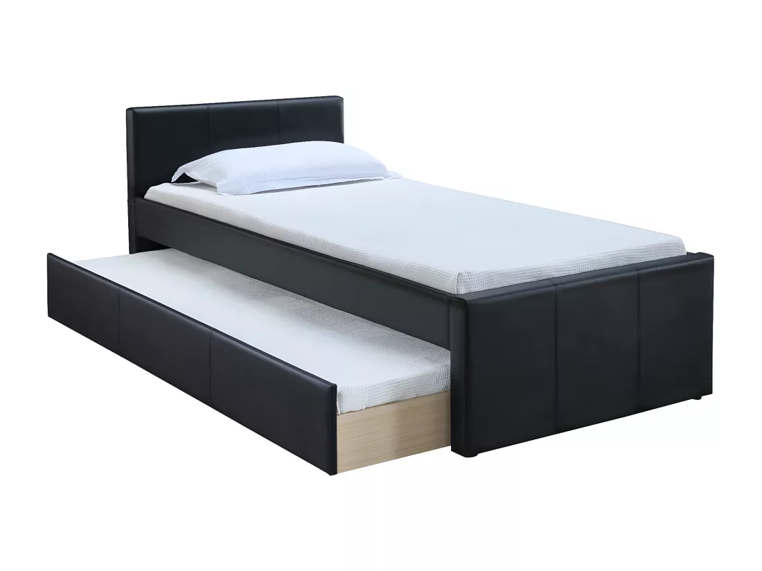 Lit gigogne noir mat 90x190 cm MACCO