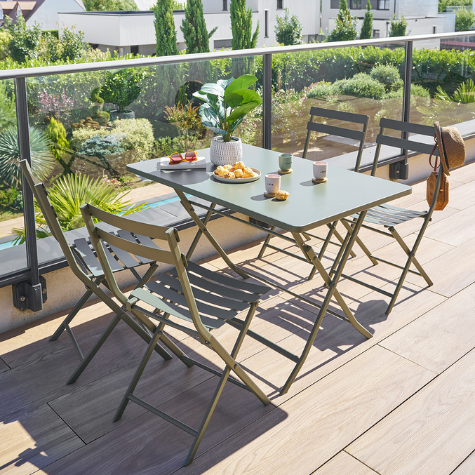 Ensemble table de jardin pliante rectangulaire + 4 chaises GREENSBORO Vert laurier