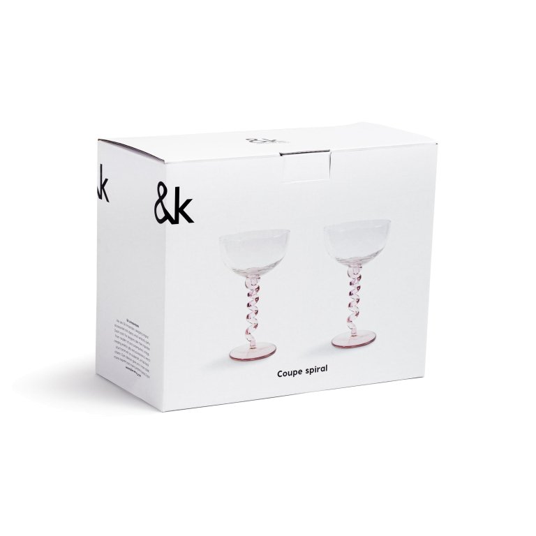 &klevering Spiral coupe champagneglazen set van 2 roze