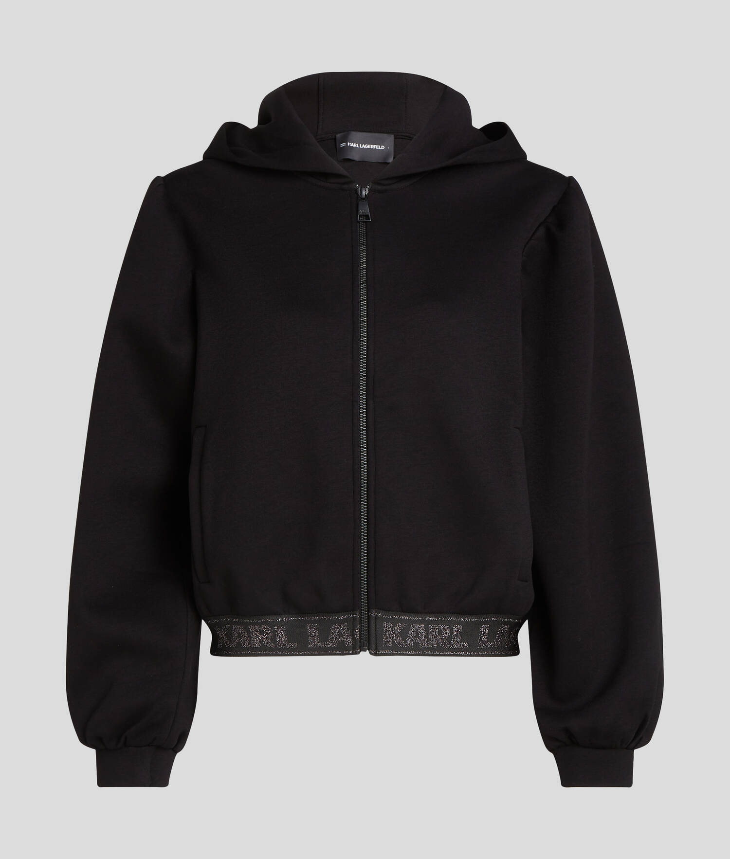 SWEAT À CAPUCHE ZIPPÉ AVEC GALON À LOGO BRILLANT KARL