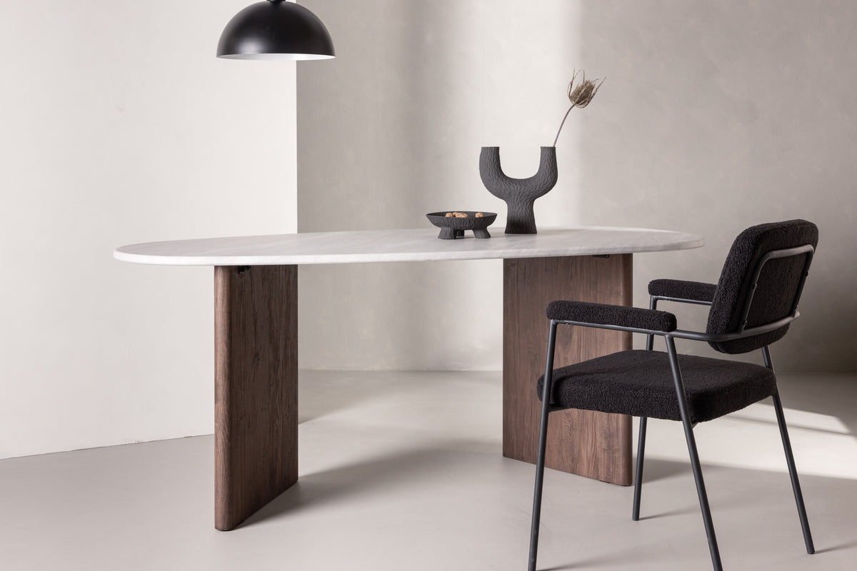 Norrtalje Eetkamertafel - 180 x 90 cm - Lichtgrijs Betonlook