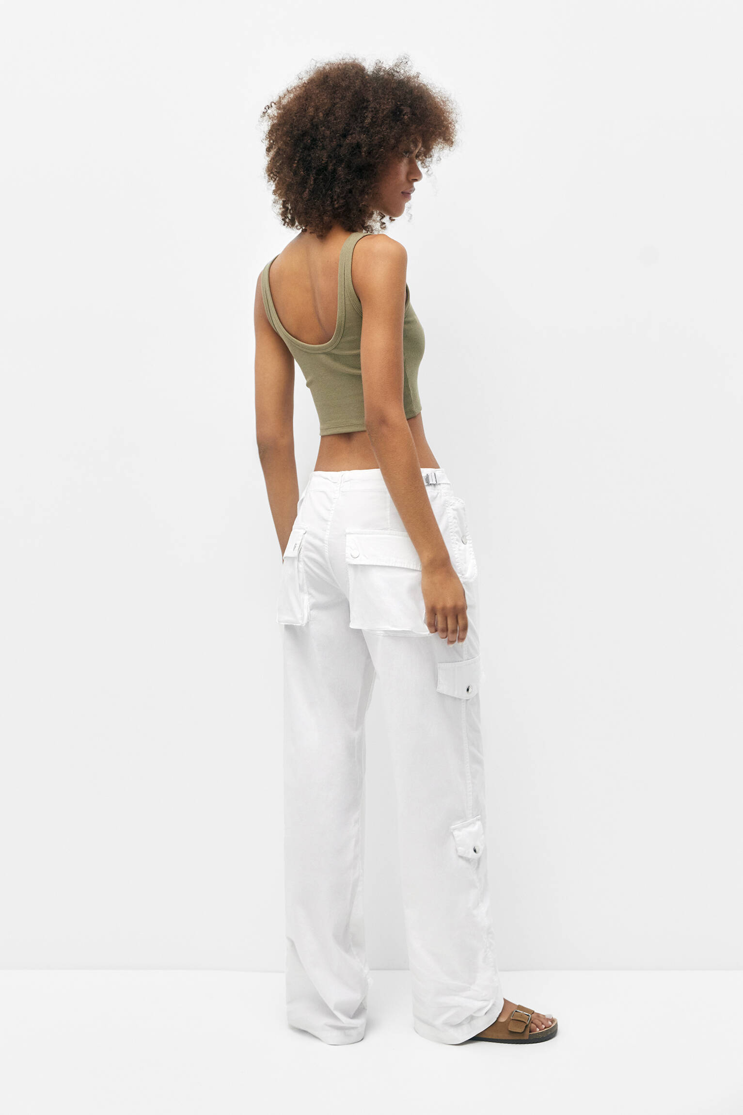 Top cropped com alças CañaLé - Cáqui claro