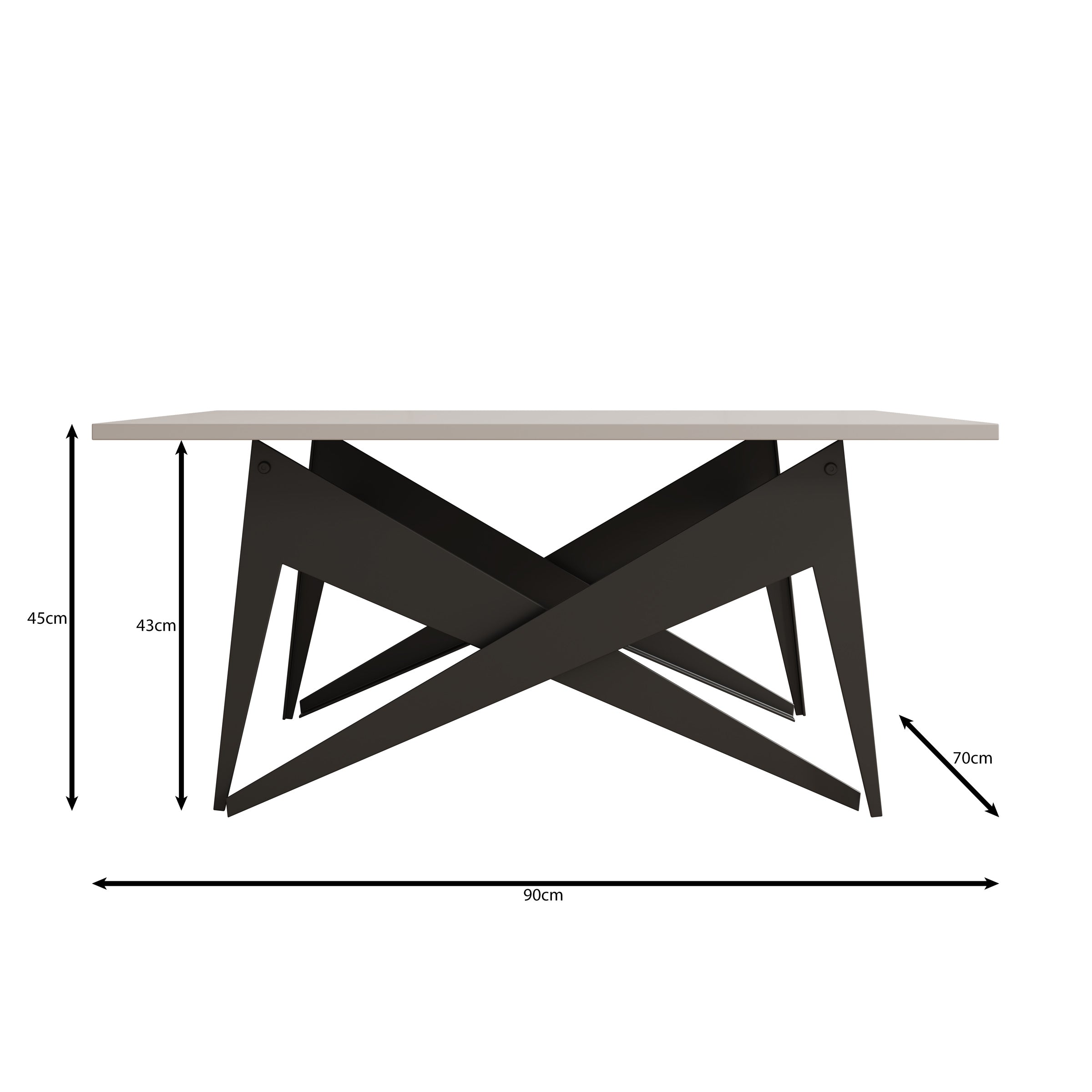 Xyra - Salontafel uitschuifbaar tot eettafel - Beige - 90x70x45 cm