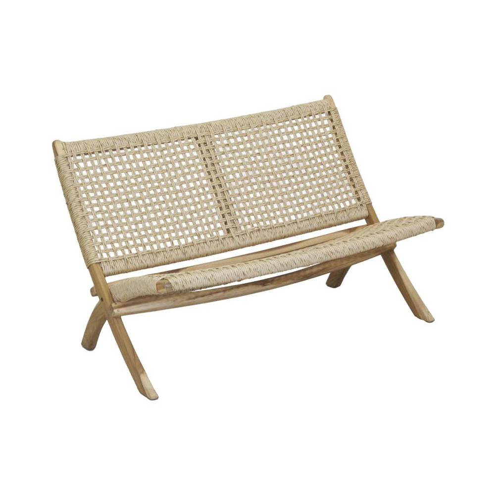 Banc pliant en teck et synthétique beige outdoor